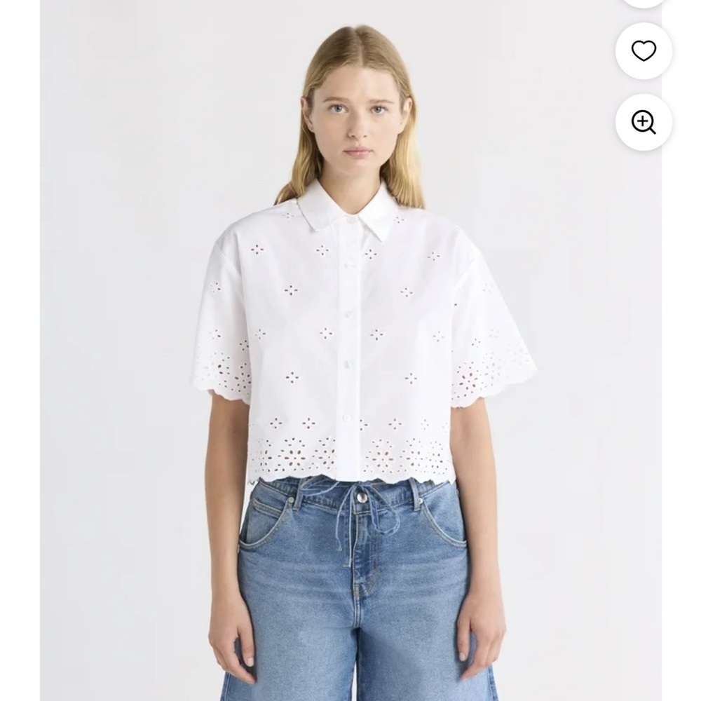 Free Assembly white eyelet blouse, 4-6, EUC